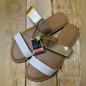 White and Gold Strappy Sandals Size 7/8